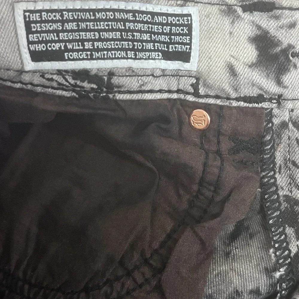 Rock Revival Jezek Jeans Skinny Straight Stretch Tie Rustic Dye Zippers Size 29